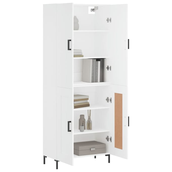 vidaXL - Hoge - kast - 69,5x34x180 - cm - bewerkt - hout - wit