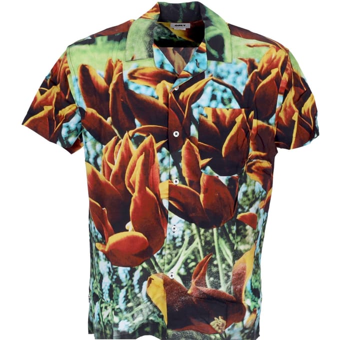 Bloom Woven Shirt Heren overhemd met korte mouwen Oranje Multi
