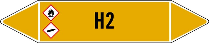 H2 leidingmarkering op vel 252 x 52 mm - 3 per vel