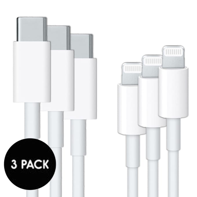 USB-C naar Lightning kabel 3-pack - Apple 'pre-owned' - 1 meter - Wit