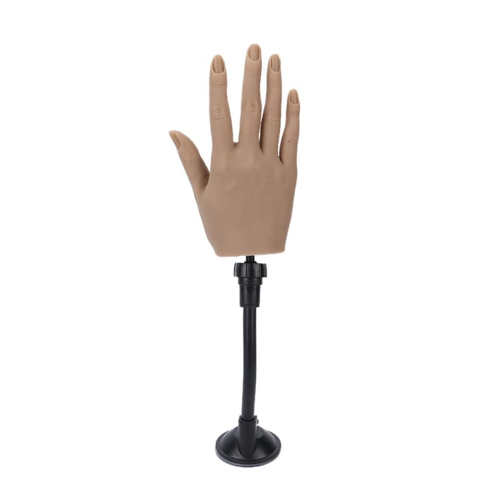 Modèle de main factice en silicone réutilisable pour la pratique du nail art avec support de fixation pour la pratique des débutants left hand