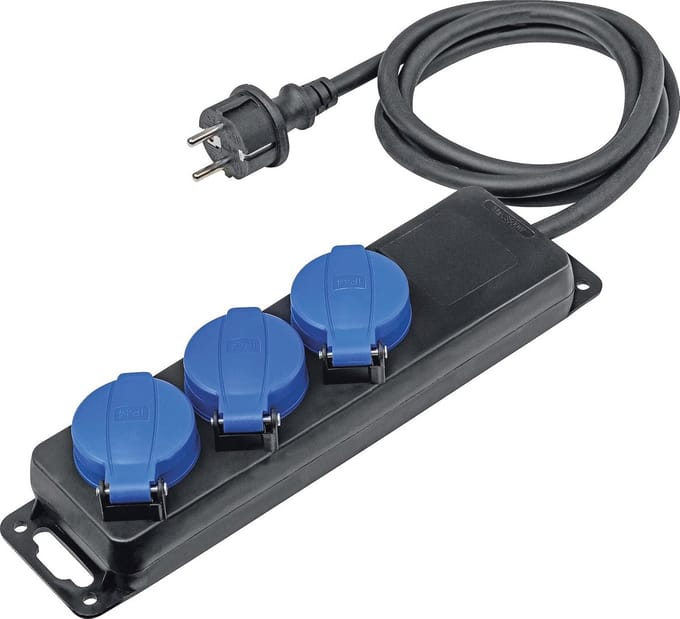 3-Weg Multistopcontact met Rubberen Voedingskabel IP44 230 V 16A 1,5 meter