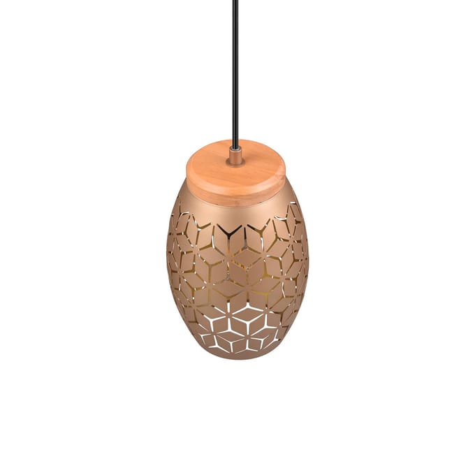 Reality Leuchten Bidar hanglamp, Ø 15 cm, koffiebruin, metaal