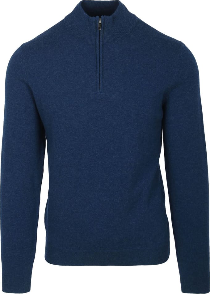 Steppin' Out Half Zip Trui Merinowol Marine Blauw - Maat S - Heren - Pullovers