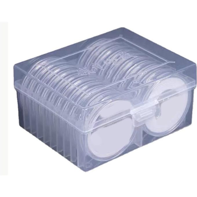 Muntcapsules Rond Plastic Transparant Muntcontainer Etui voor Muntopslag Muntcollectie gray