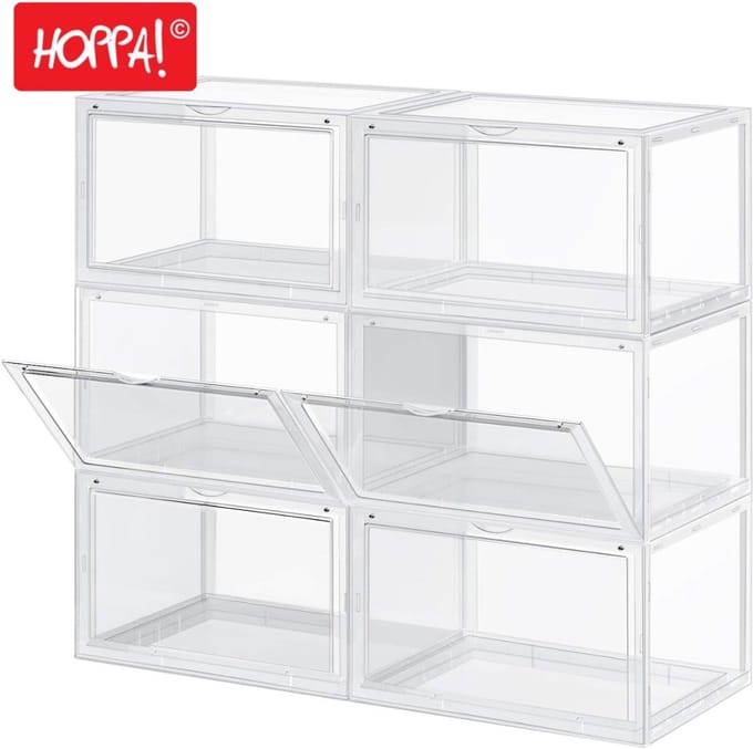 Hoppa! Schoenendoos - Set van 6 Opstapelbaar - Wit - Plastic