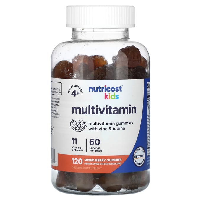 Nutricost, pour enfants, gommes multivitaminées, 4 ans et plus, baies mélangées, 120 gommes