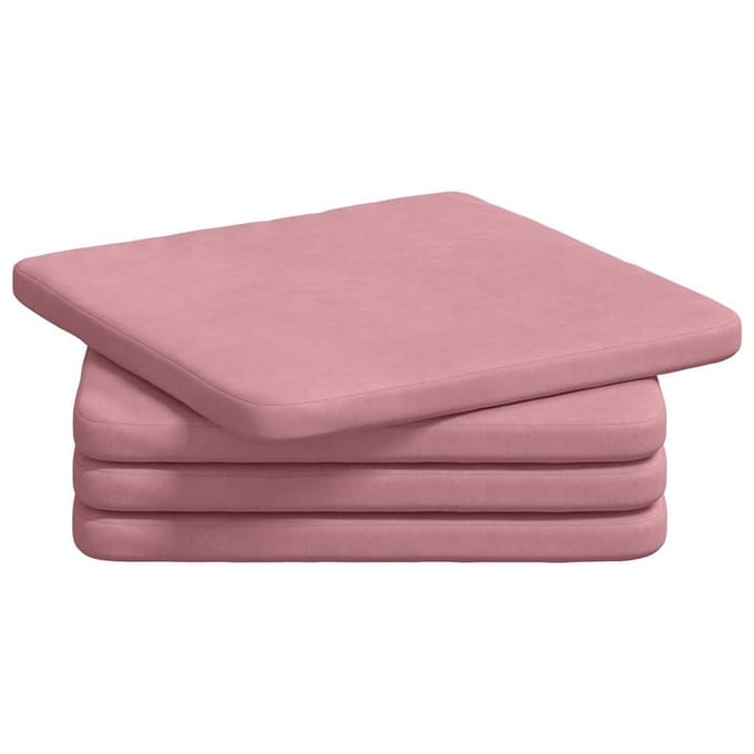 vidaXL - Zitkussens - 4 - st - Fluweel - Roze - 40 - x - 40 - x - 3 - cm