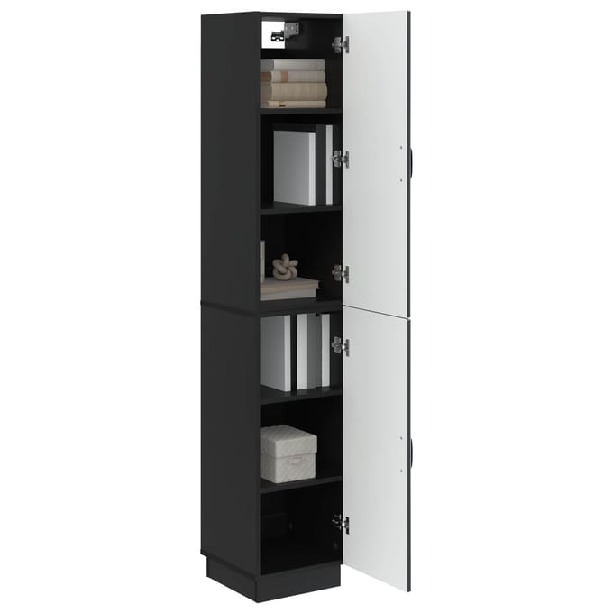 vidaXL - Kast - Set - 2 - st - Zwart - Bewerkt - hout