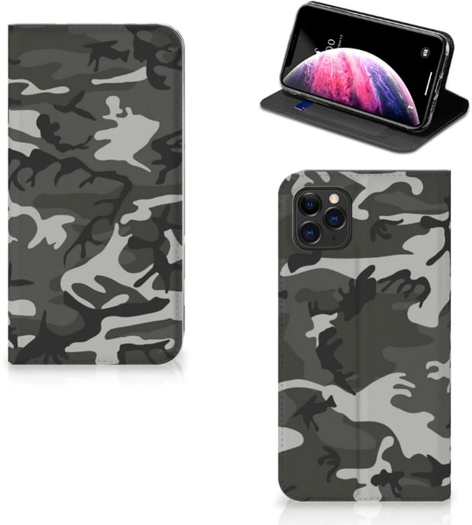 Apple iPhone 11 Pro Max Hoesje met Magneet Army Light