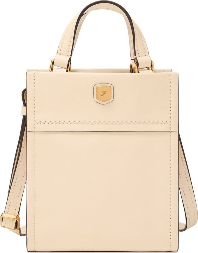 FOSSIL Leren Handtas Schoudertas Gemma Mini Tote Vanilla Crème