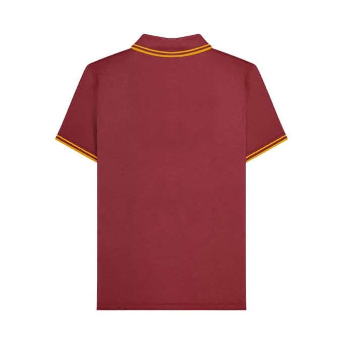 Lambretta Heren Houndstooth Polo Shirt (Bordeaux/Geel)
