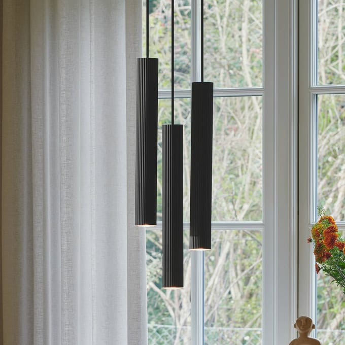 Nordlux Vico hanglamp, 3-lamps, rondel, metaal, zwart