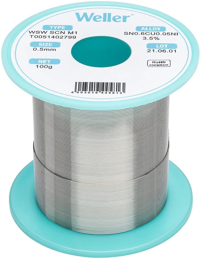 Loodvrije Soldeerdraad Ø 0.5mm - Sn99.3Cu0.6Ni0.05, 100g