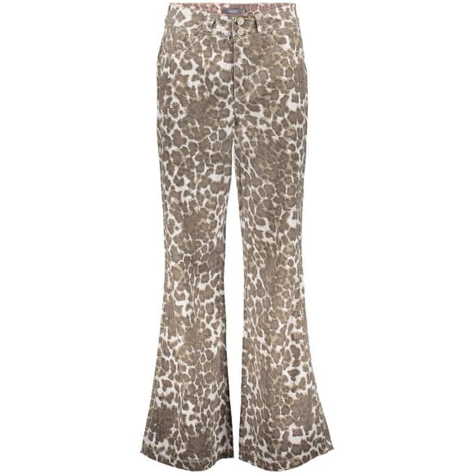 Geisha Jeans wide leopard zand dessin