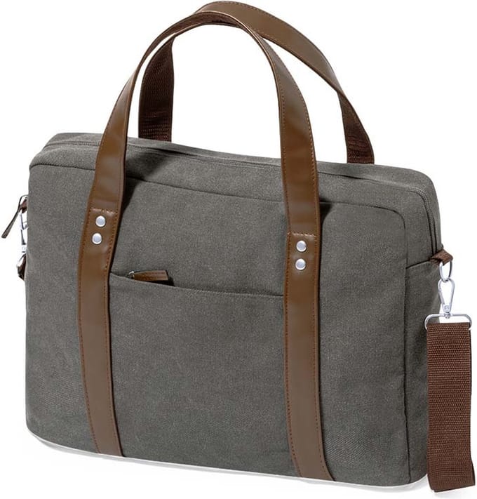 Aktetas canvas grijs - Laptoptas 15 inch - Werktas - Documententas - Zakelijke tas