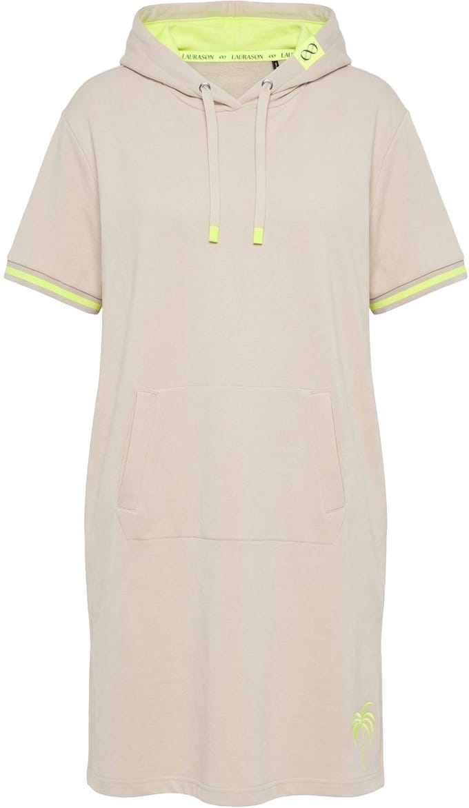 Laurasøn - Dames - Strandsweaterjurk 1/2 mouw capuchon rugprint - Natuur - Maat 52+