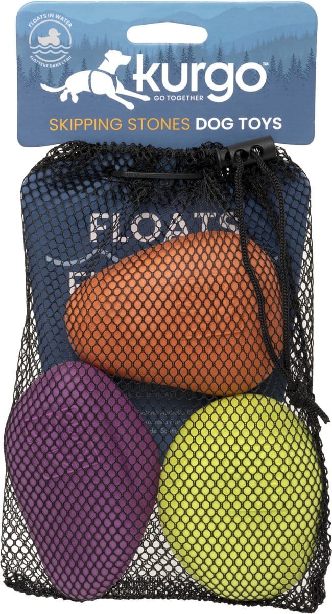 Kurgo Skipping Stones - Hondenspeelgoed - Groen Oranje Paars 3 stuks