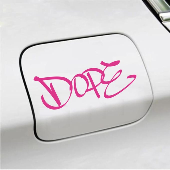 Bumpersticker - Dope - 7 X 18 - Roze