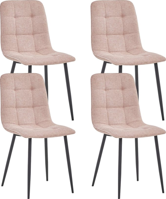 Colenis - Ela Eetkamerstoel - Set Van 4 - Roze - Linnen - Design