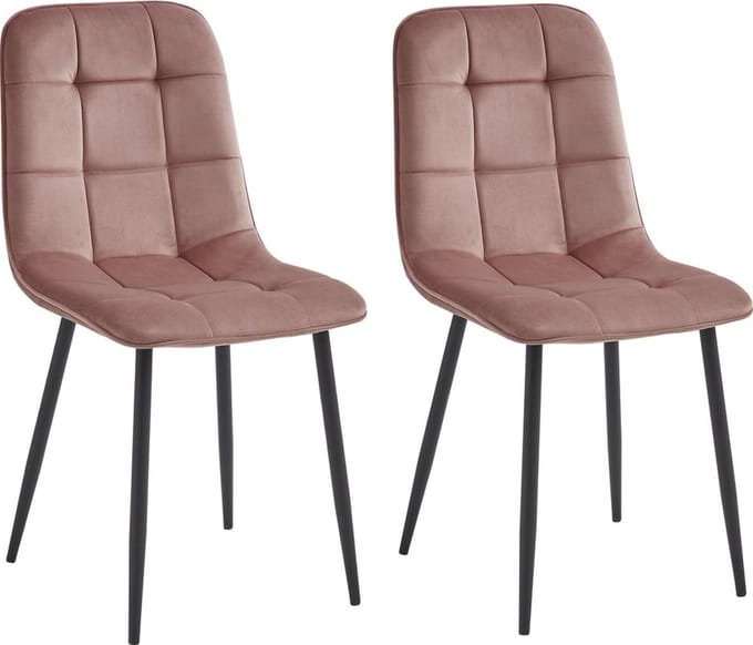Colenis - Ela Eetkamerstoel - Set Van 2 - Roze - Velvet - Design