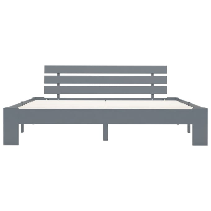 vidaXL - Bedframe - met - hoofdbord - massief - grenenhout - grijs - 160x200 - cm