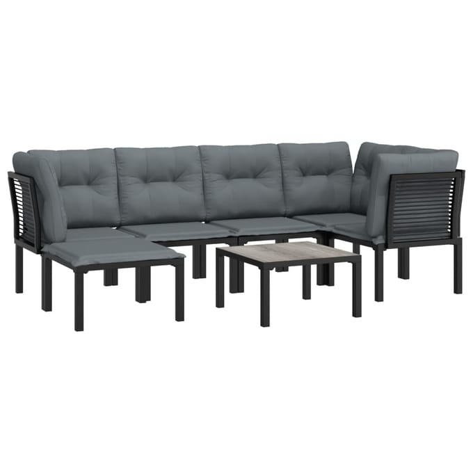 vidaXL - 7-delige - Loungeset - poly - rattan - zwart - en - grijs