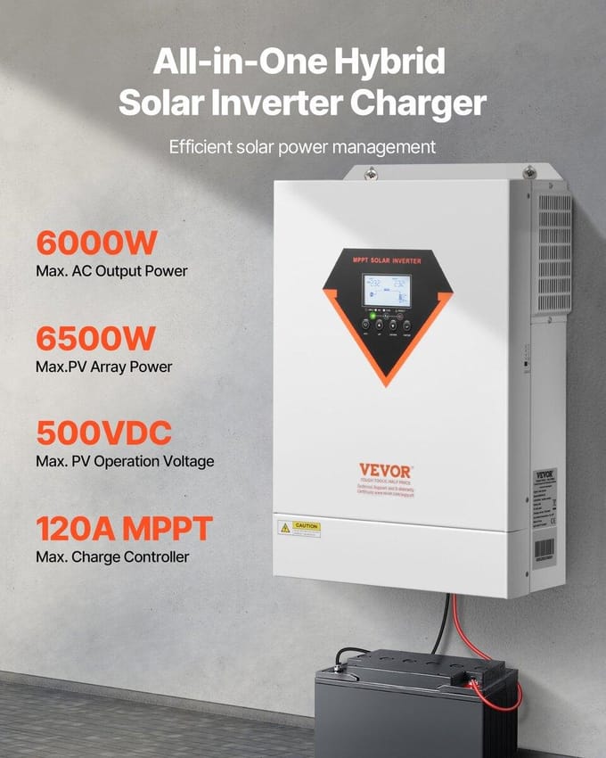 Hybride Zonnelader Inverter 6000W 220/230V WIFI Ingebouwde 120A MPPT Controller