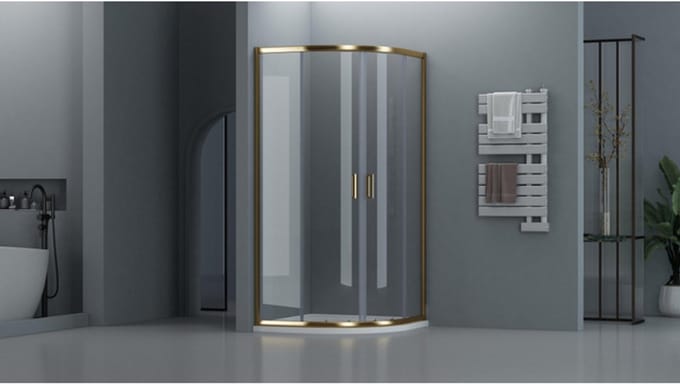 FugaFlow Efficiente Vetro Douchecabine - 90x90cm - kwartrond - goud mat