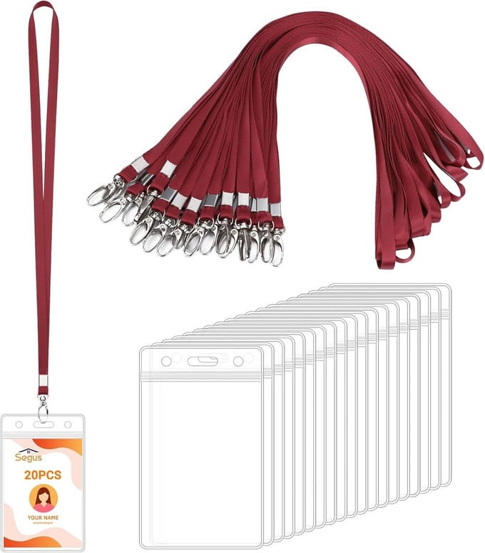 20 Stuks Verticale Badgehouders met Lanyards voor ID-Kaarten - Transparant en Duurzaam