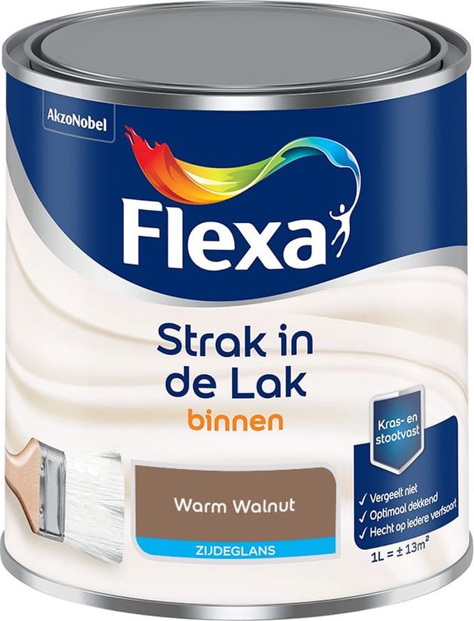 Flexa - Strak In De Lak Binnenlak Zijdeglans - Warm Walnut - Mengverf - 1 L