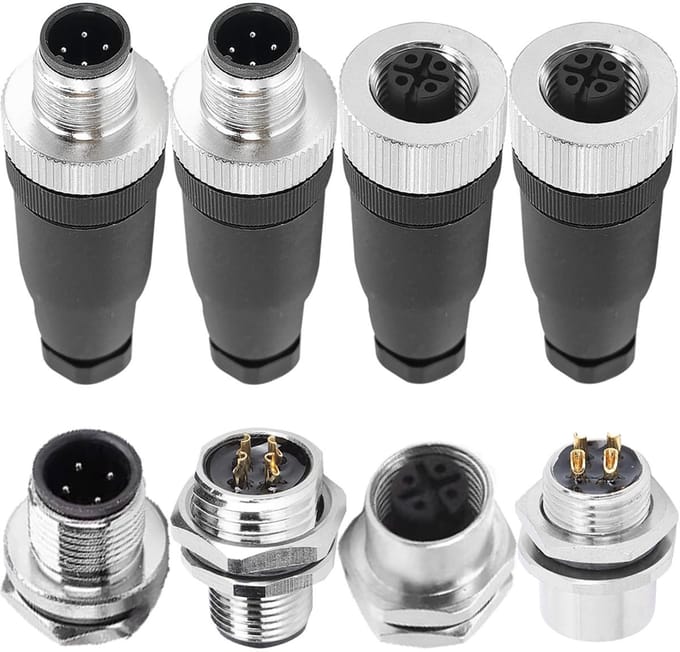 Dailygoods - M12 4 Pin Waterdichte Connectoren voor Industrie en Elektronica