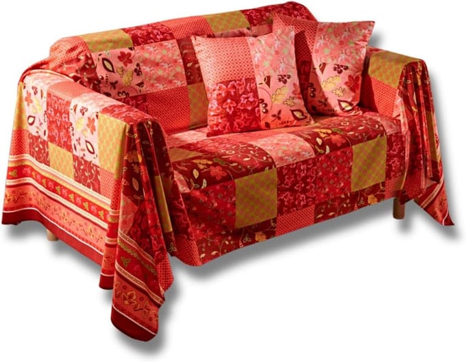 Patchwork Sprei 145 x 220 cm - Decoratieve Woondeken voor Bank en Bed - Warme Plaid