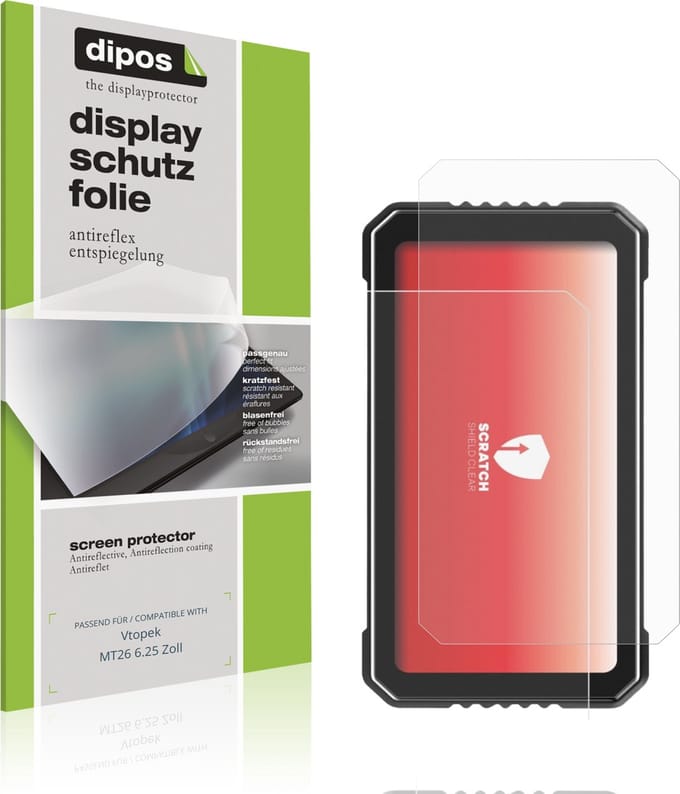 dipos – 2x Matte Beschermfolie geschikt voor Vtopek MT26 6.25 Zoll | Krasbestendige & antireflecterende Screenprotector Ultra-Thin