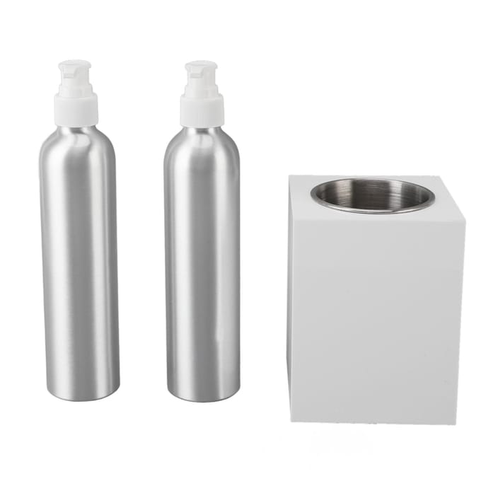 Massageolieverwarmer Professionele Enkele Fles Snelle Verwarming Lotionverwarmer met 2 stuks Aluminium white