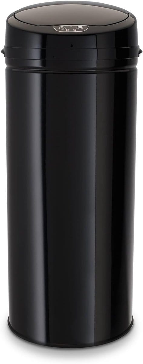 Dustbin with Sensor Touchless Electric Trash Can - Infrared Motion Sensor - 42 Liter Capacity - Black Stainless Steel