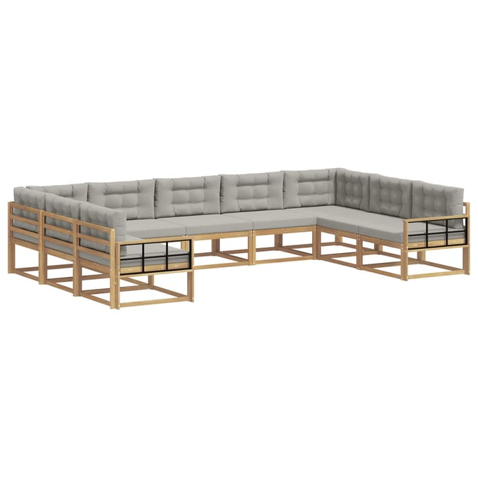 vidaXL - Buiten - bank - set - 9 - st - Wit - en - Lichtgrijs