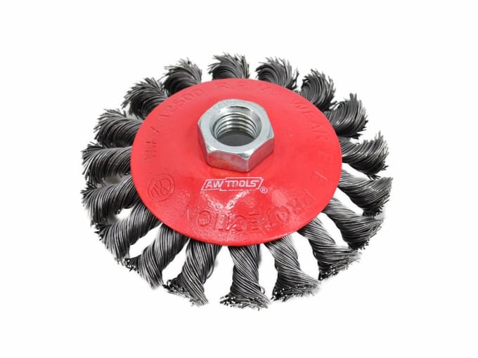 AWTOOLS AW55136 - Draadborstel - 115mm - Conische Vorm - Gespleten Staal