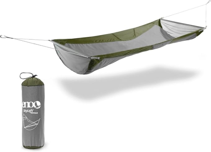 Hangmat 2 x 1 m nylon groen/grijs voor ontspannen en slapen