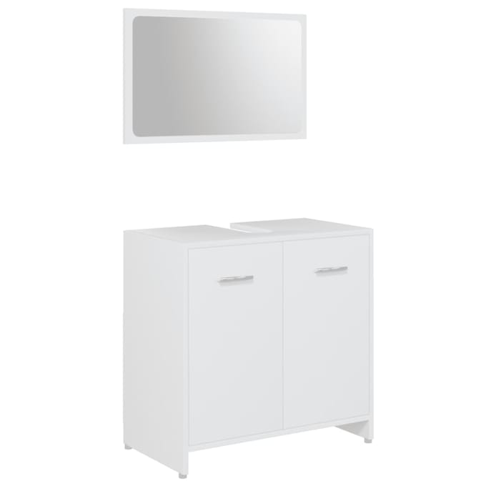 vidaXL - 3-delige - Badkamermeubelset - bewerkt - hout - wit