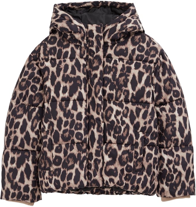 WE Fashion Meisjes oversized gewatteerde jas met luipaardprint