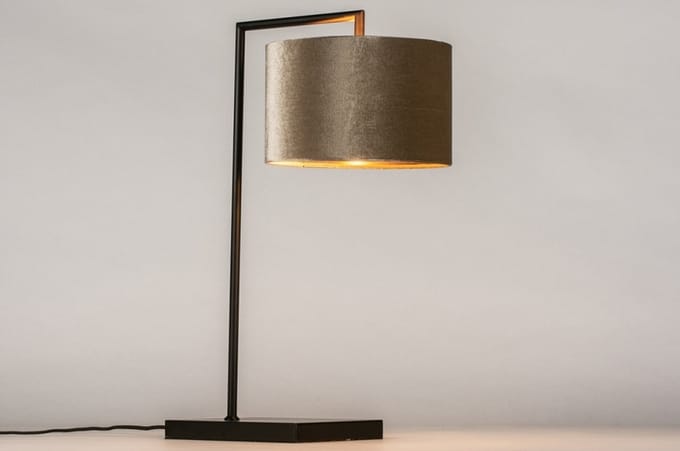 Lumidora Tafellamp 31074 - BRED - E27 - Zwart - Taupe - Metaal