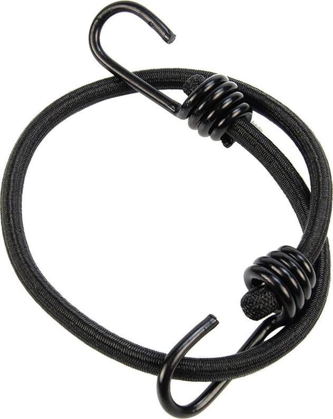 Snelbinder 60cm zwart pe 8mm koord met 2 spinhaken 4 stuks