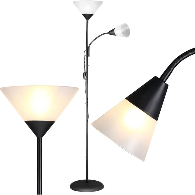 Monzana Staande Lamp Alissa - Verstelbaar 28x175cm - Zwart