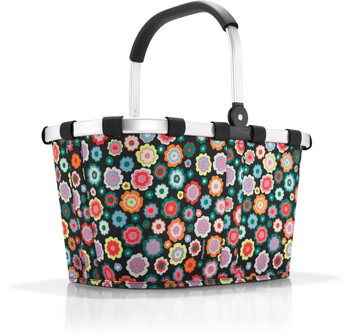 Reisenthel Carrybag Boodschappenmand - Polyester - 22L  - Happy Flowers Zwart; Multi Kleur