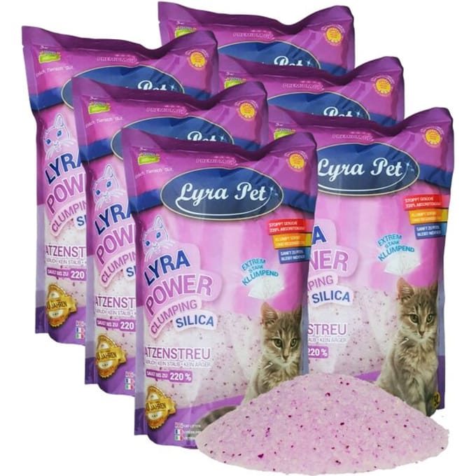 6 x 5 liter Lyra Pet® Lyra Power® Silica klonterende kattenbakvulling