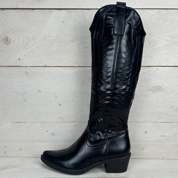 Gave leatherlook cowboylaarzen zwart Maat 38