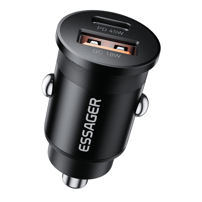 Essager 45W Dual Port Autolader Zwart