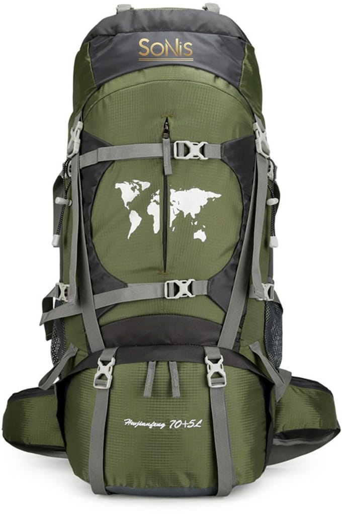SoNis- Backpack - Groen - 79 x 33 x 23 cm - Backpack Organizer - Backpack 75 Liter - Backpack Heren - Backpack Vrouwen - Back Pack Heren - Back Pack Vrouwen - Flightbag