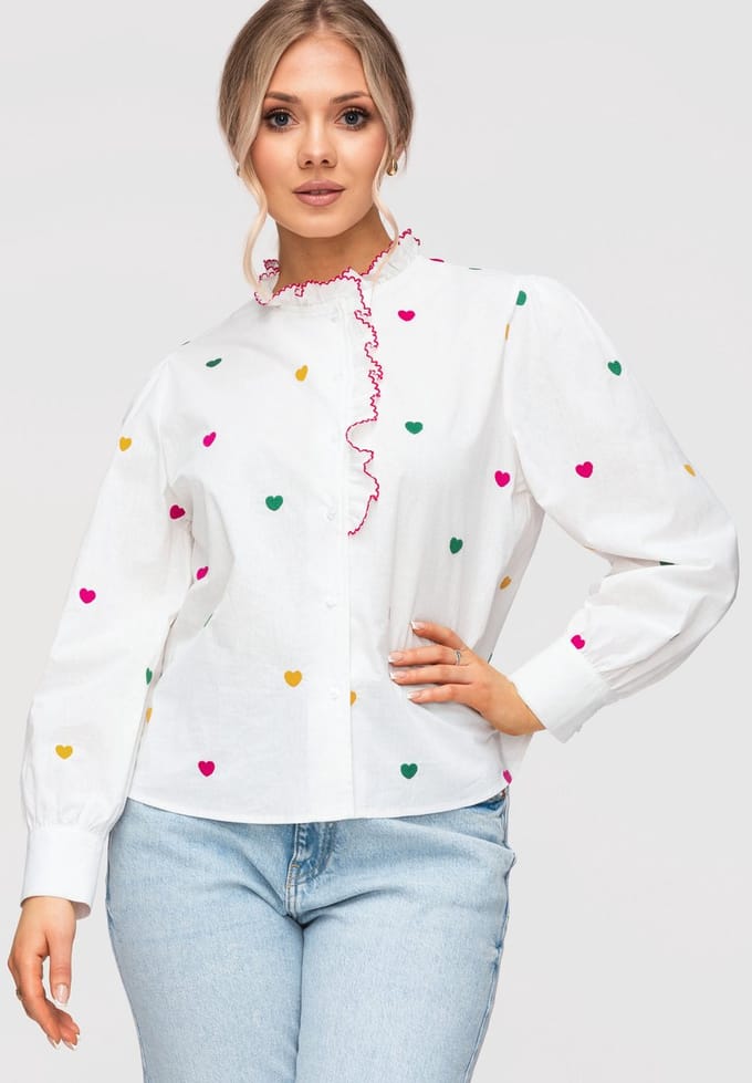 OMBRE Overhemd - Loose Fit - Lange Mouw - Knopen Wit S